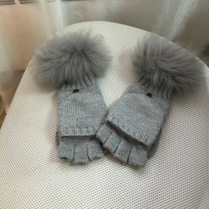 Gray, Fluffy, UGG Australia Gloves